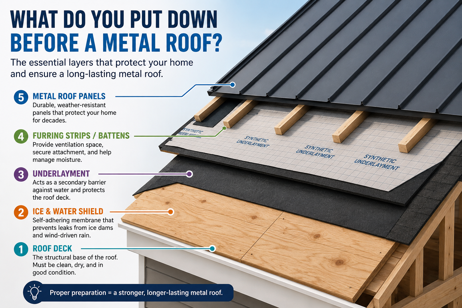 What Do You Put Down Before a Metal Roof?